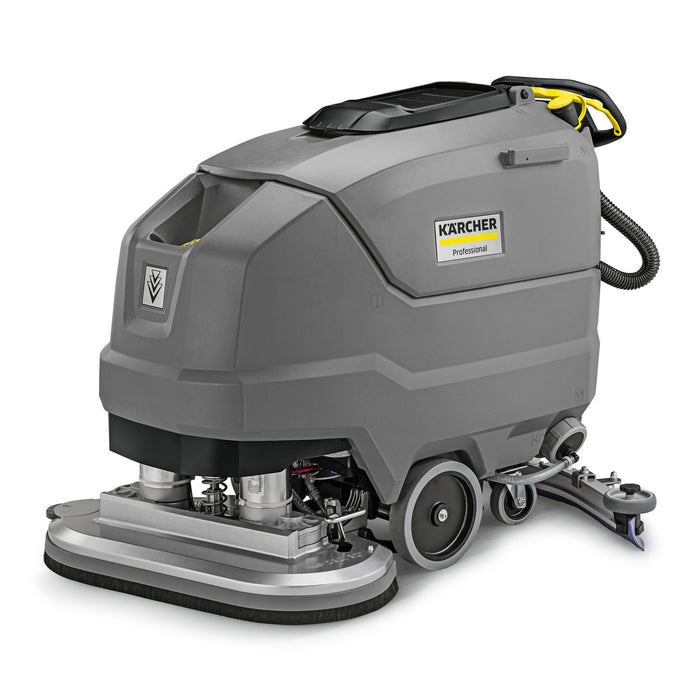 Karcher BD 80/100 W BP Walk Behind Battery Autoscrubber Traction Drive w/ Lead Acid Batteries 295ah - Two 16" Pad Drivers or Brushes - Shelf Battery Charger